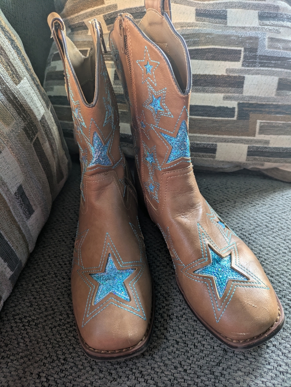 ⭐ Stellar Wonder Nation‎ Blue Glitter Star Cowboy Western Sequin Boots